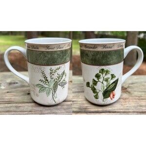American Atelier Bouquet Garni Mugs Sage Fennel & Sweet Basil Set of 2
